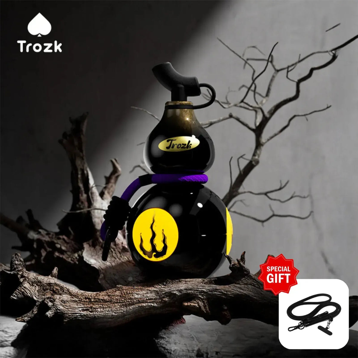 Trozk TP06 FuLu black power bank with yellow illuminated Fu symbol