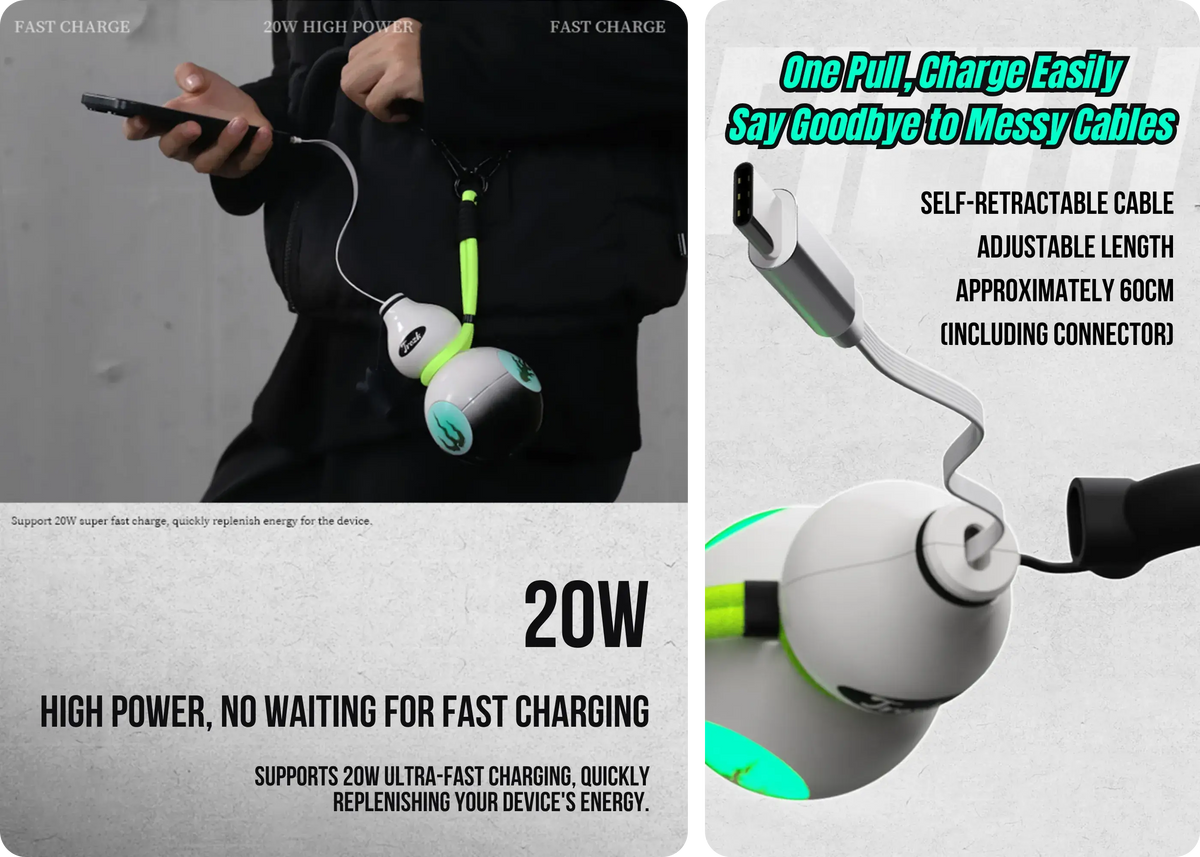 Trozk TP06 FuLu power bank with 20W fast charging and integrated retractable cable