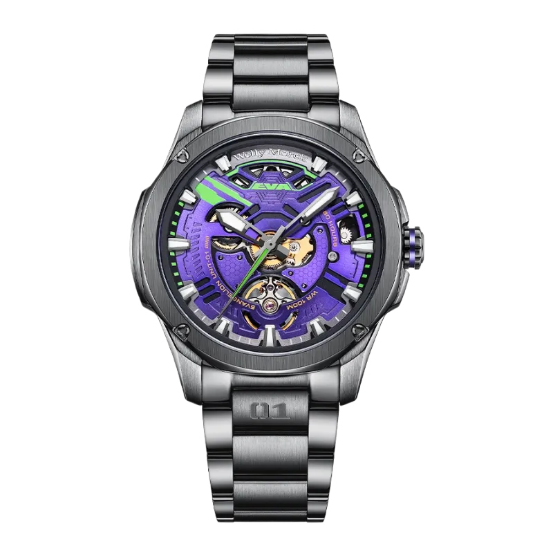 Welly Merck Evangelion Fashion mechanical watch in EVA-01 purple