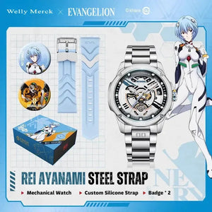 Rei Ayanami white Fashion watch with steel and silicone straps