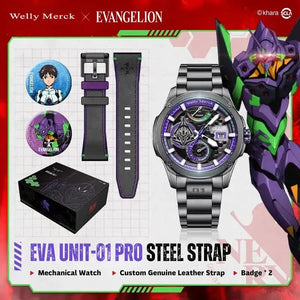 EVA-01 purple Pro watch with steel and silicone strap options