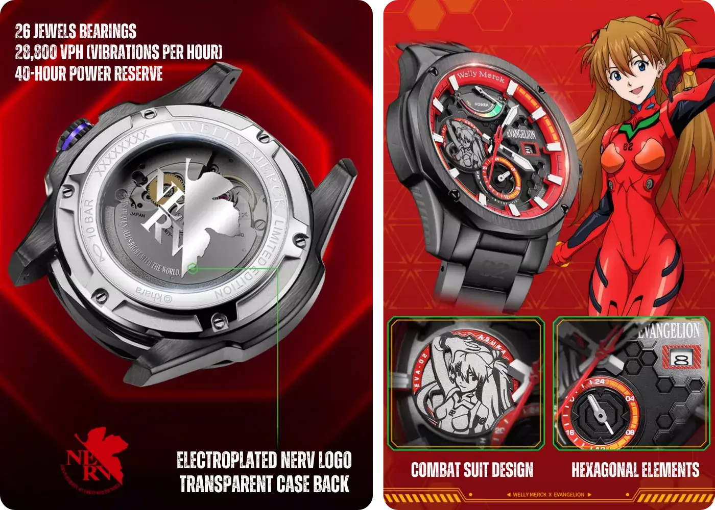 Welly Merck x Evangelion Pro Multi-Function Mechanical Watch — Superior Japanese Mechanical Movement