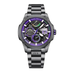 Welly Merck Evangelion Pro multi-function mechanical watch in EVA-01 purple