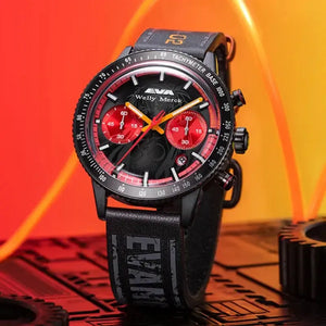 Asuka Langley red quartz chronograph watch