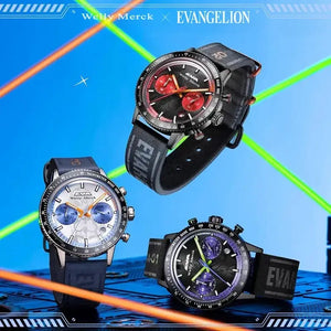 Evangelion Youth quartz watches in EVA-01, Rei and Asuka colorways