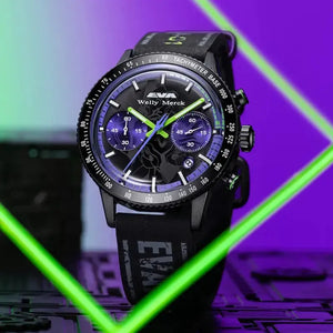 EVA-01 purple quartz chronograph watch with black strap