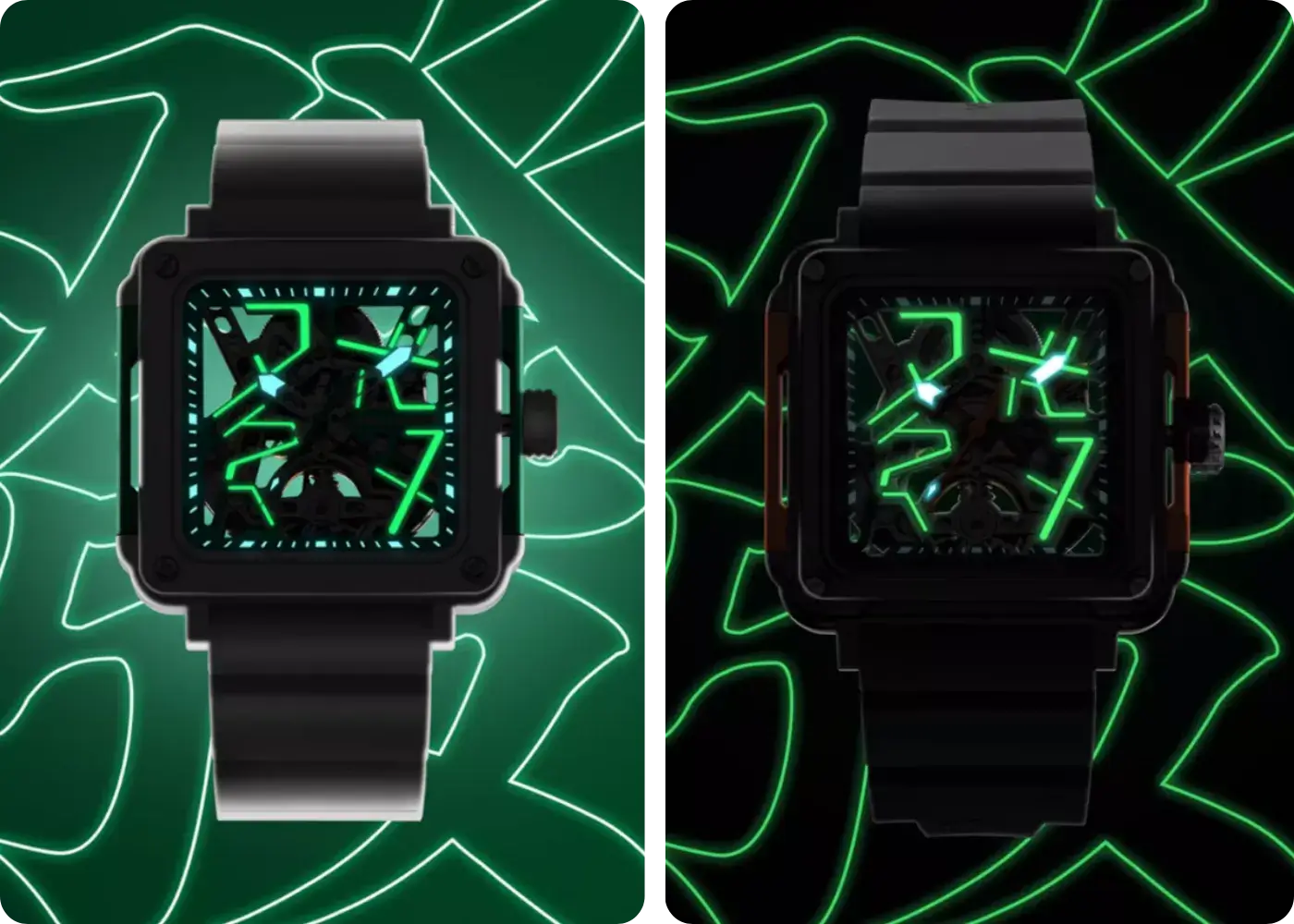 Luminous character display on the Fortune Mahjong mechanical watch