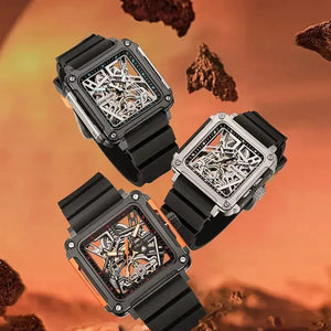 Fortune Mahjong skeleton watches in multiple case and strap colors
