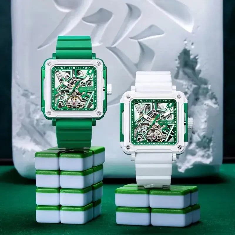 Welly Merck Mahjong watches in green and white colorways