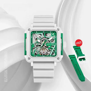Ceramic white Fortune Mahjong mechanical skeleton watch