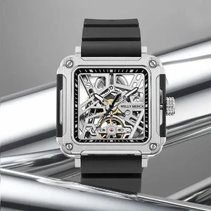 Space silver Fortune Mahjong mechanical skeleton watch