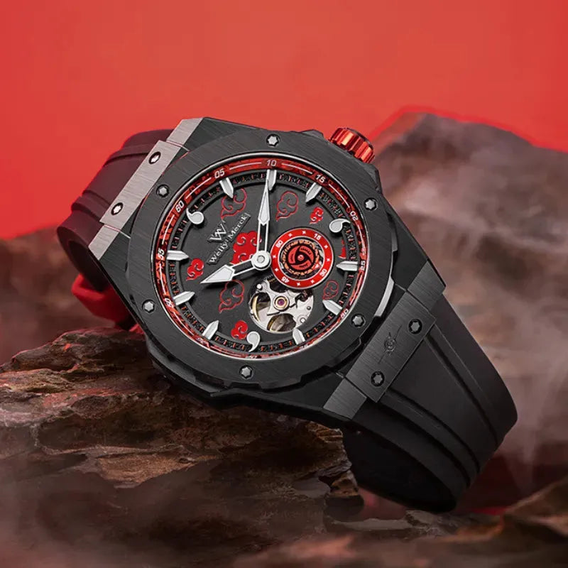 Itachi Uchiha automatic mechanical watch with red details