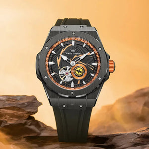 Close-up of the Naruto Uzumaki skeleton mechanical watch