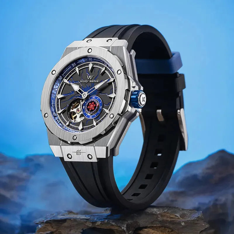 Sasuke Uchiha automatic mechanical watch with blue details