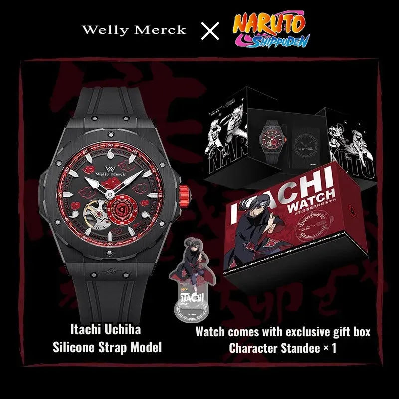 Itachi Uchiha automatic watch with silicone strap and gift box