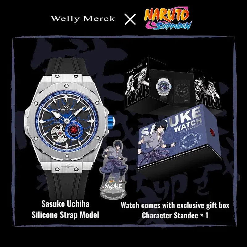 Sasuke Uchiha automatic watch with silicone strap and gift box