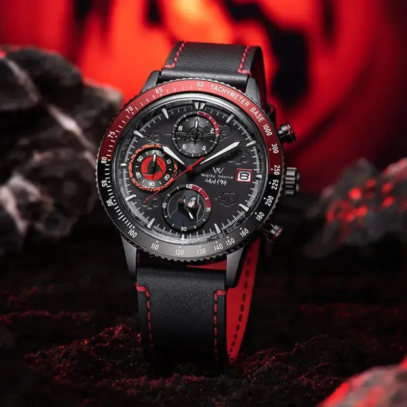 Itachi Uchiha quartz chronograph watch with red accents