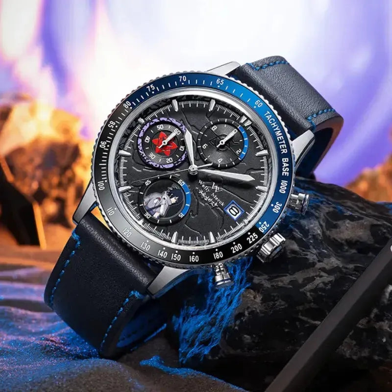 Sasuke Uchiha quartz chronograph watch with blue accents