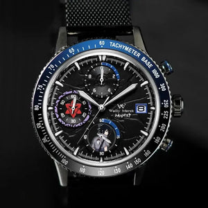 Close-up of the Sasuke Uchiha chronograph watch dial