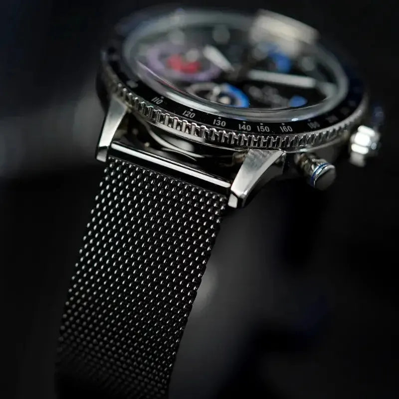Sasuke Uchiha quartz watch with blue mesh strap