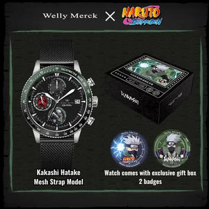 Kakashi Hatake quartz watch with mesh strap and gift box