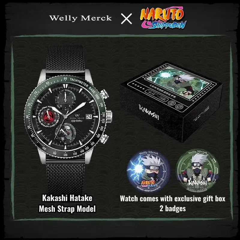 Kakashi Hatake quartz watch with mesh strap and gift box