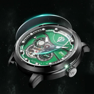 Green Zaku II skeleton mechanical watch dial