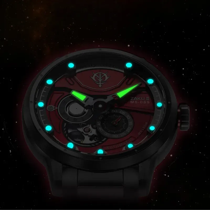 Luminous Gundam Zaku mechanical watch dial