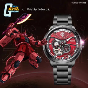 Welly Merck Gundam Zaku mechanical watches in red and green editions