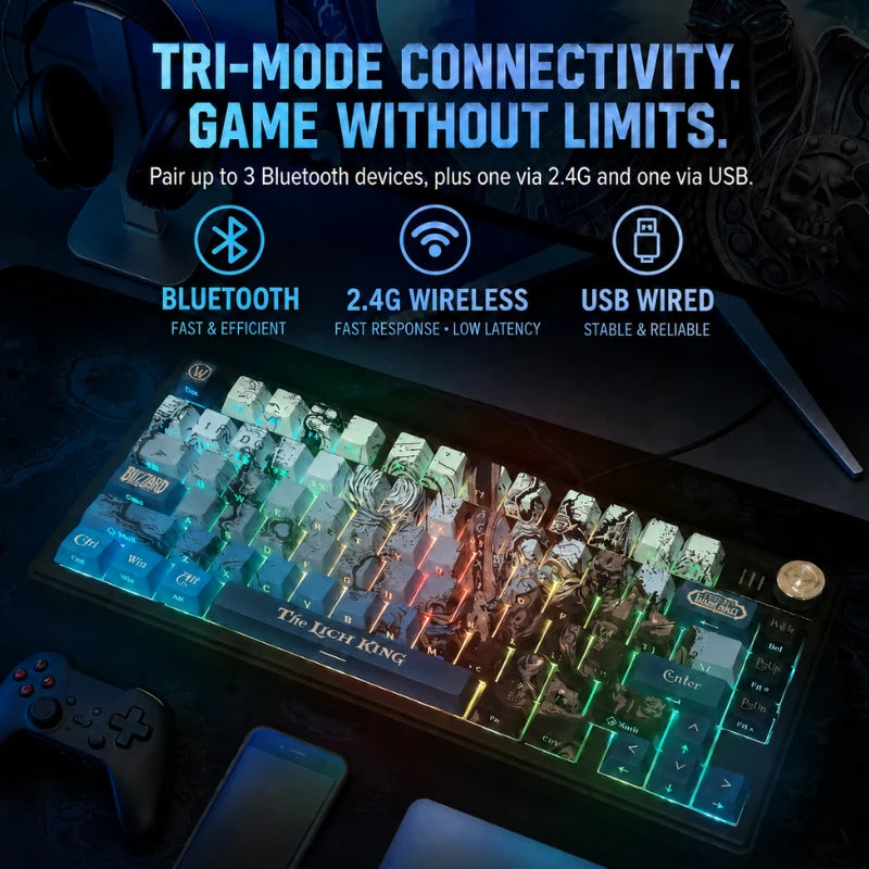 لوحة مفاتيح ميكانيكية RGB ثلاثية الأوضاع من World of Warcraft بـ79 مفتاحًا – صورة المنتج 5