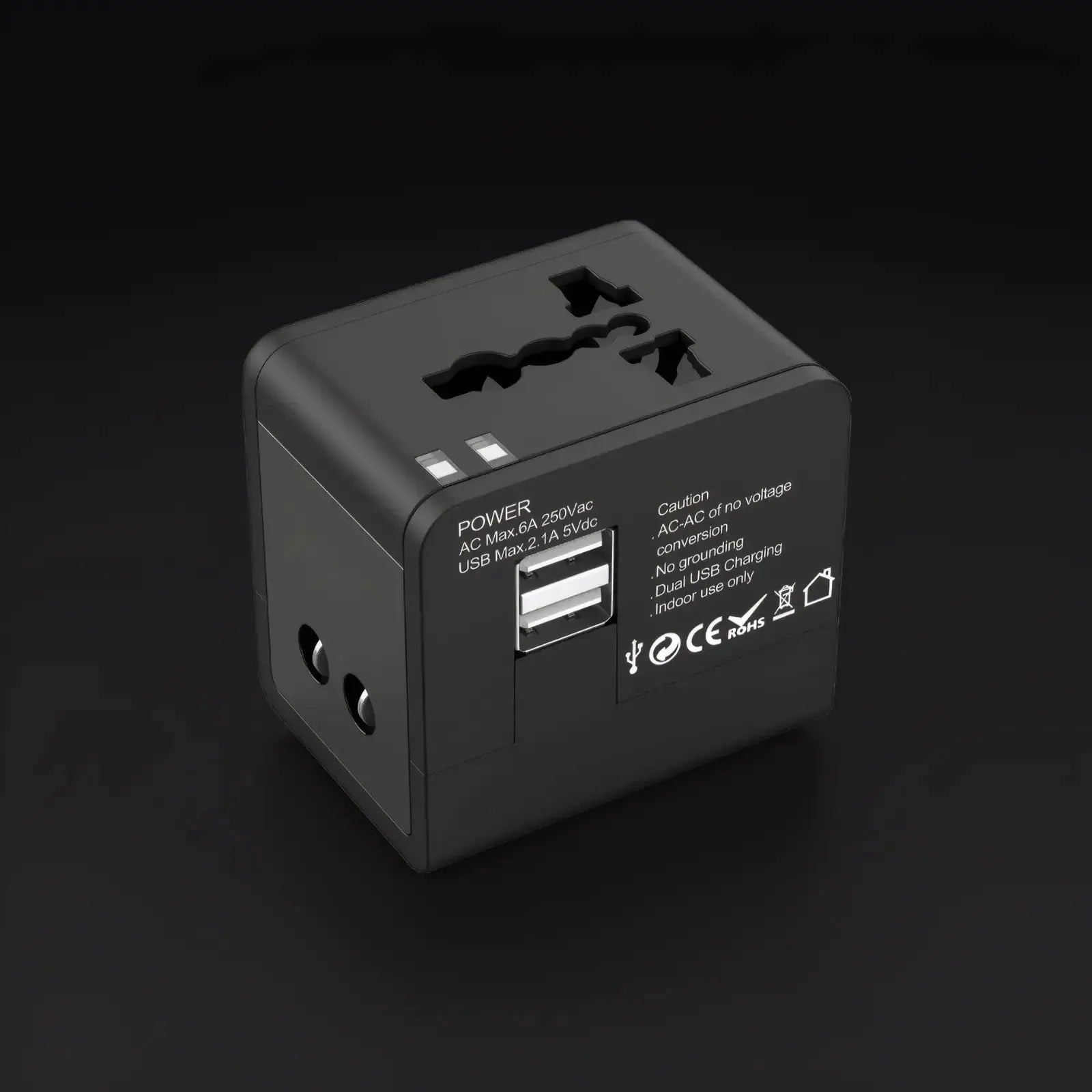 Black WY-08 compact worldwide travel adapter