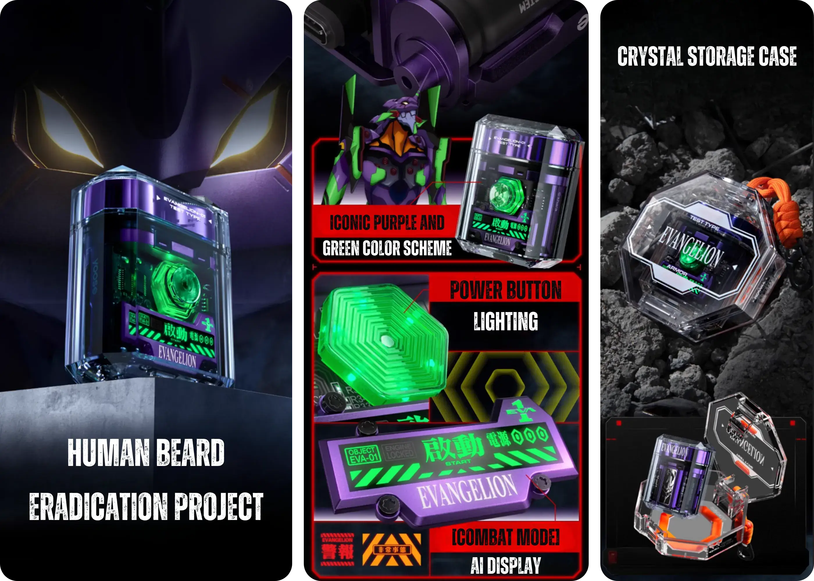 Yoose x Evangelion EVA-01 Portable ICE Electric Shaver — Premium Design Inspired by Evangelion