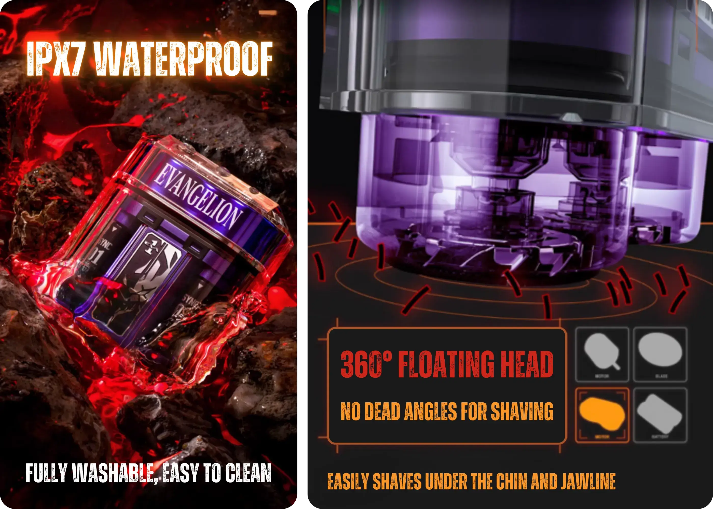 Yoose x Evangelion EVA-01 Portable ICE Electric Shaver — Waterproof and Built to Last