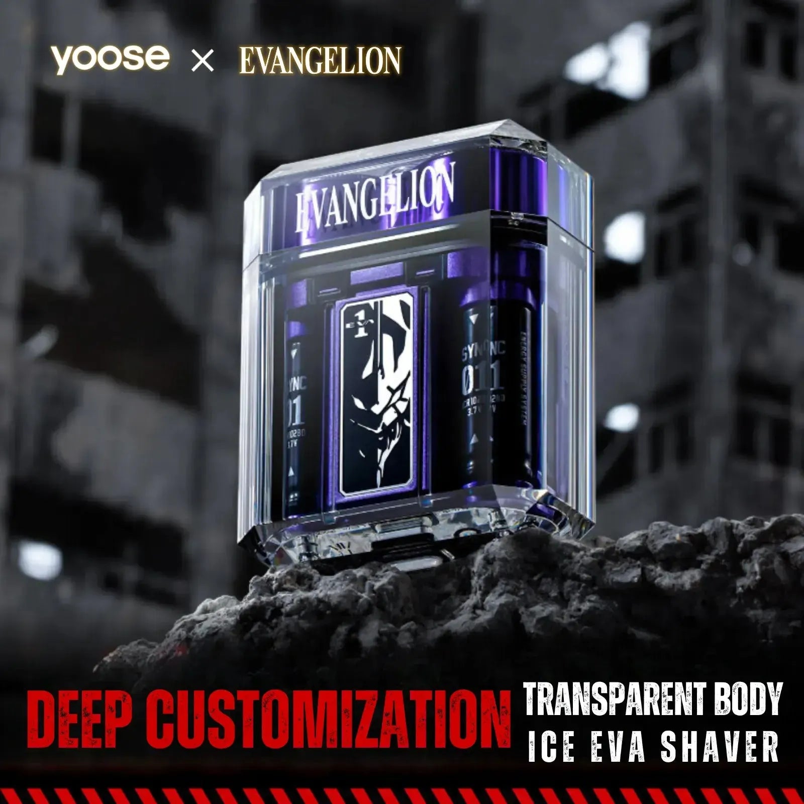 Yoose EVA-01 ICE shaver with transparent customized case